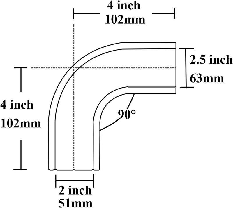 YSIL 2" to 2.5" 90 Degree Elbow Coupler Silicone Hose 4-Ply Reinforced Turbo Intercooler Intake Piping with T-Bolt Clamps 5MM Thickness - Image 2